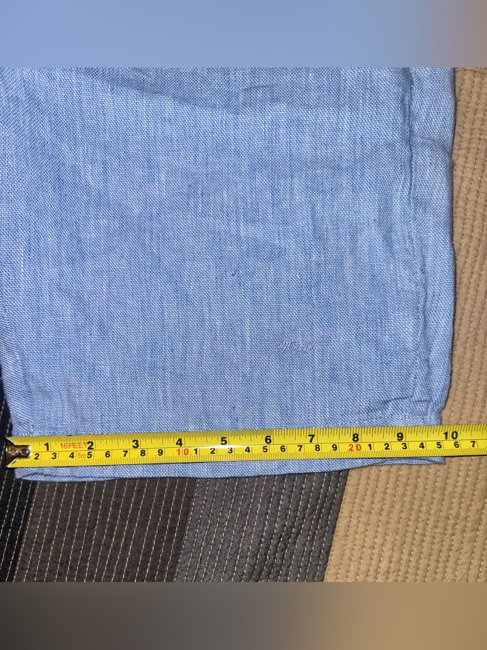 Porter & Ash Chambray Linen/Cotten Flat Front Shorts size 34 - Picture 7 of 8